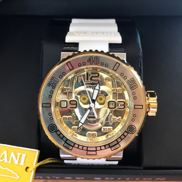 Invicta Star Wars C3PO Gold Face White Band NWT - Picture 3 of 8